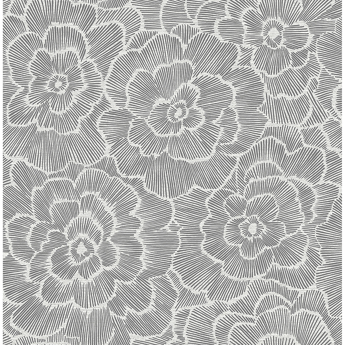 Periwinkle Grey Textured Floral Wallpaper - York Wallcoverings - 2969-26038