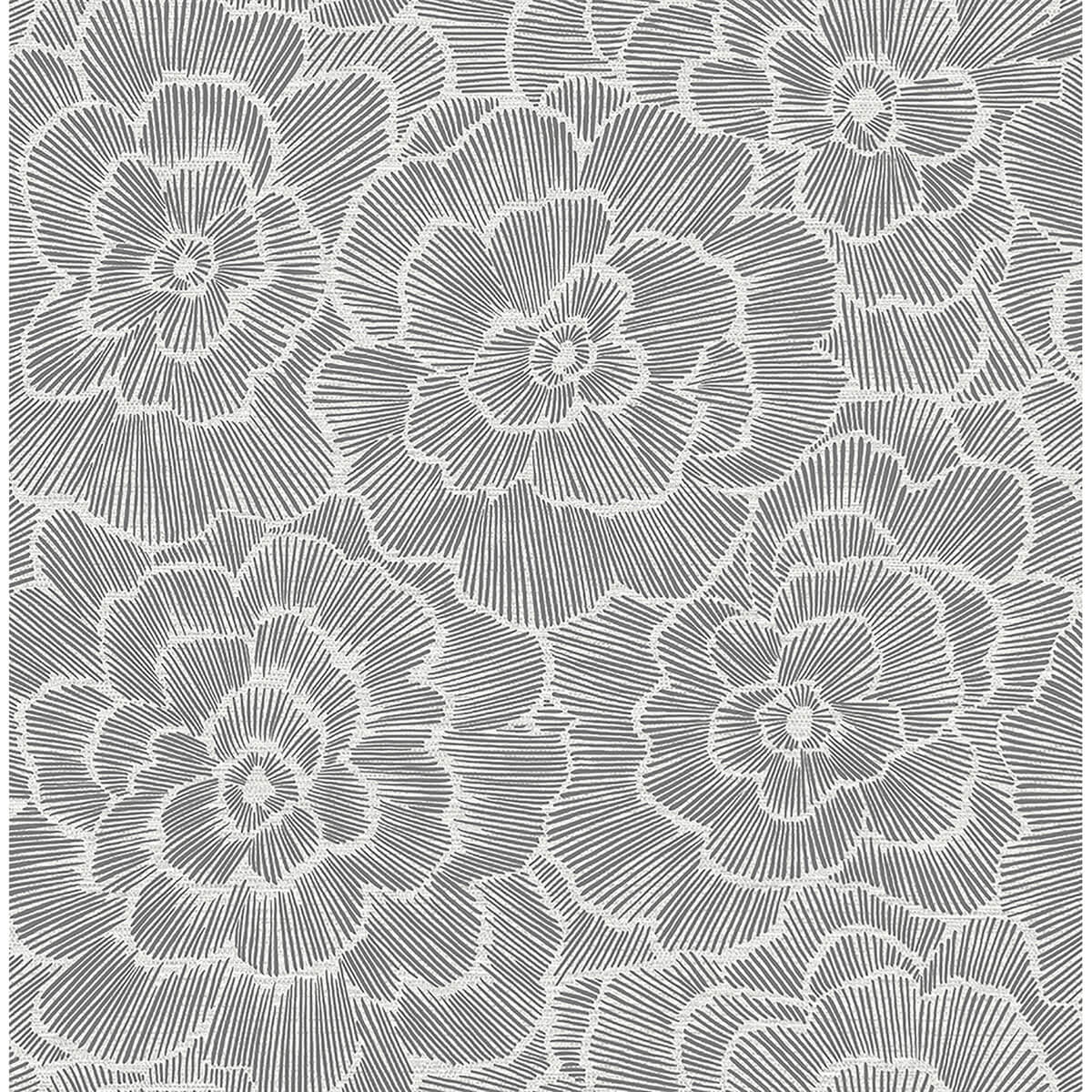 periwinkle-grey-textured-floral-wallpaper-york-wallcoverings-2969-26038 - York Wallcoverings Wallpaper