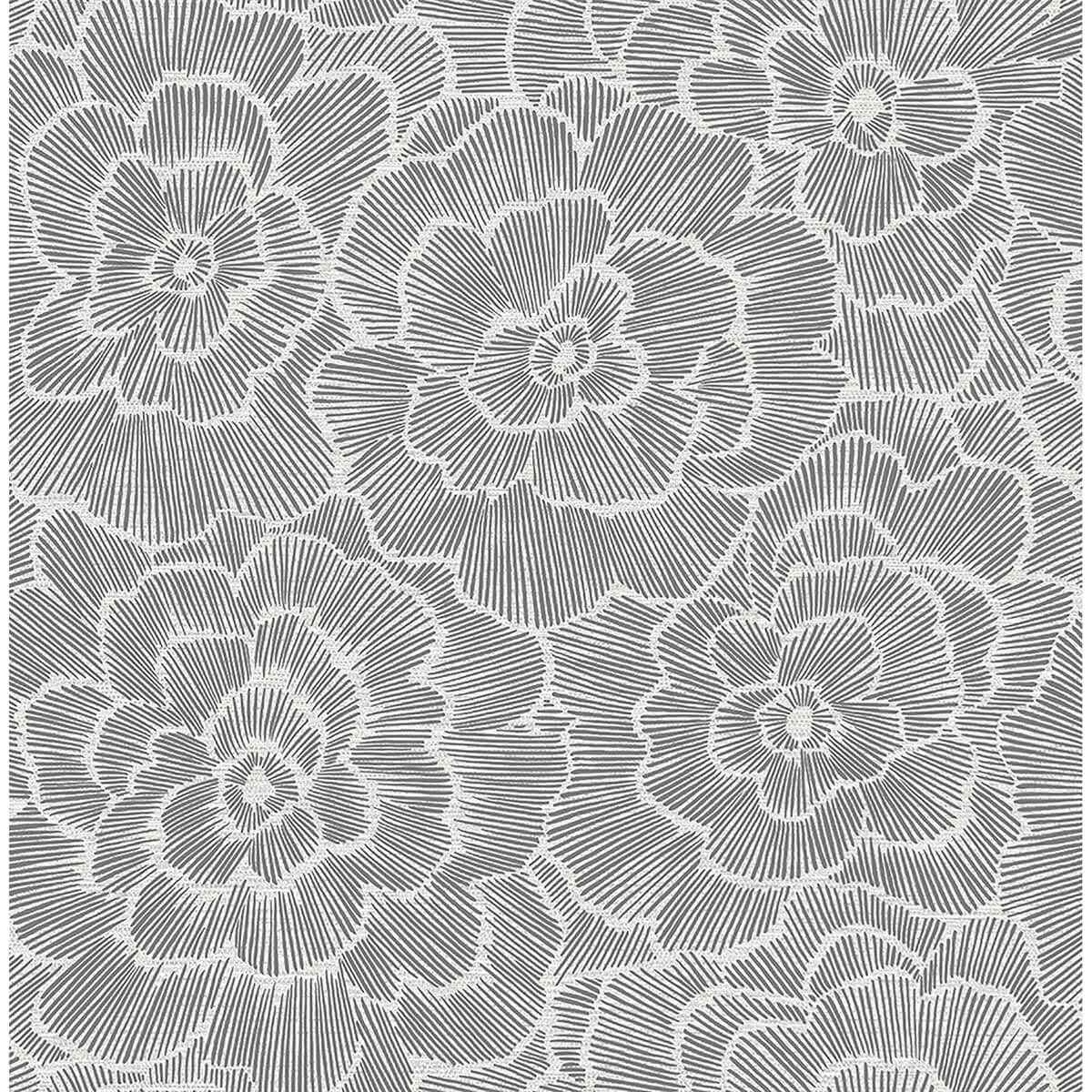 Periwinkle Grey Textured Floral Wallpaper - York Wallcoverings - 2969-26038 - York Wallcoverings Wallpaper