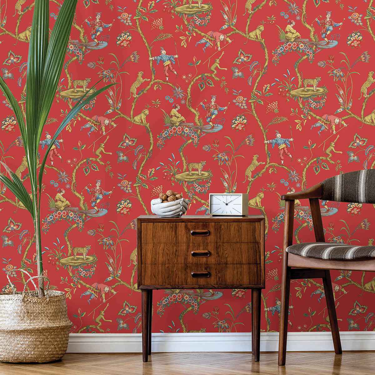 Tomato Chinoise Exotique Scalamandre Self Adhesive Wallpaper - York Wallcoverings - SCS3844 - York Wallcoverings Wallpaper