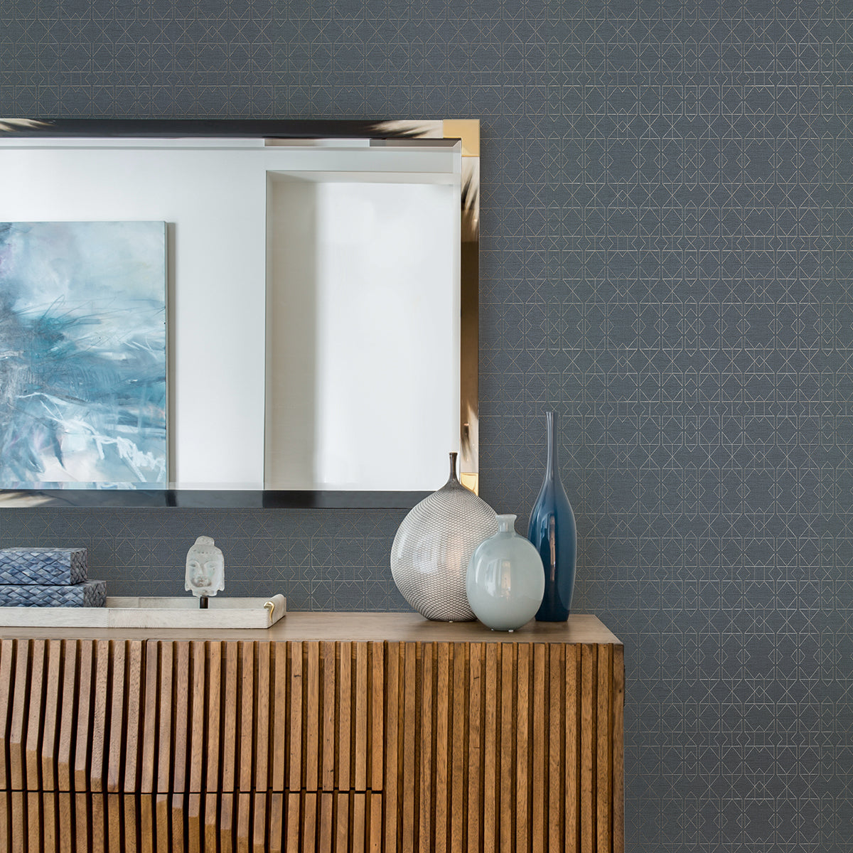 paititi-denim-diamond-trellis-wallpaper-york-wallcoverings-4019-86404 - York Wallcoverings Papel pintado