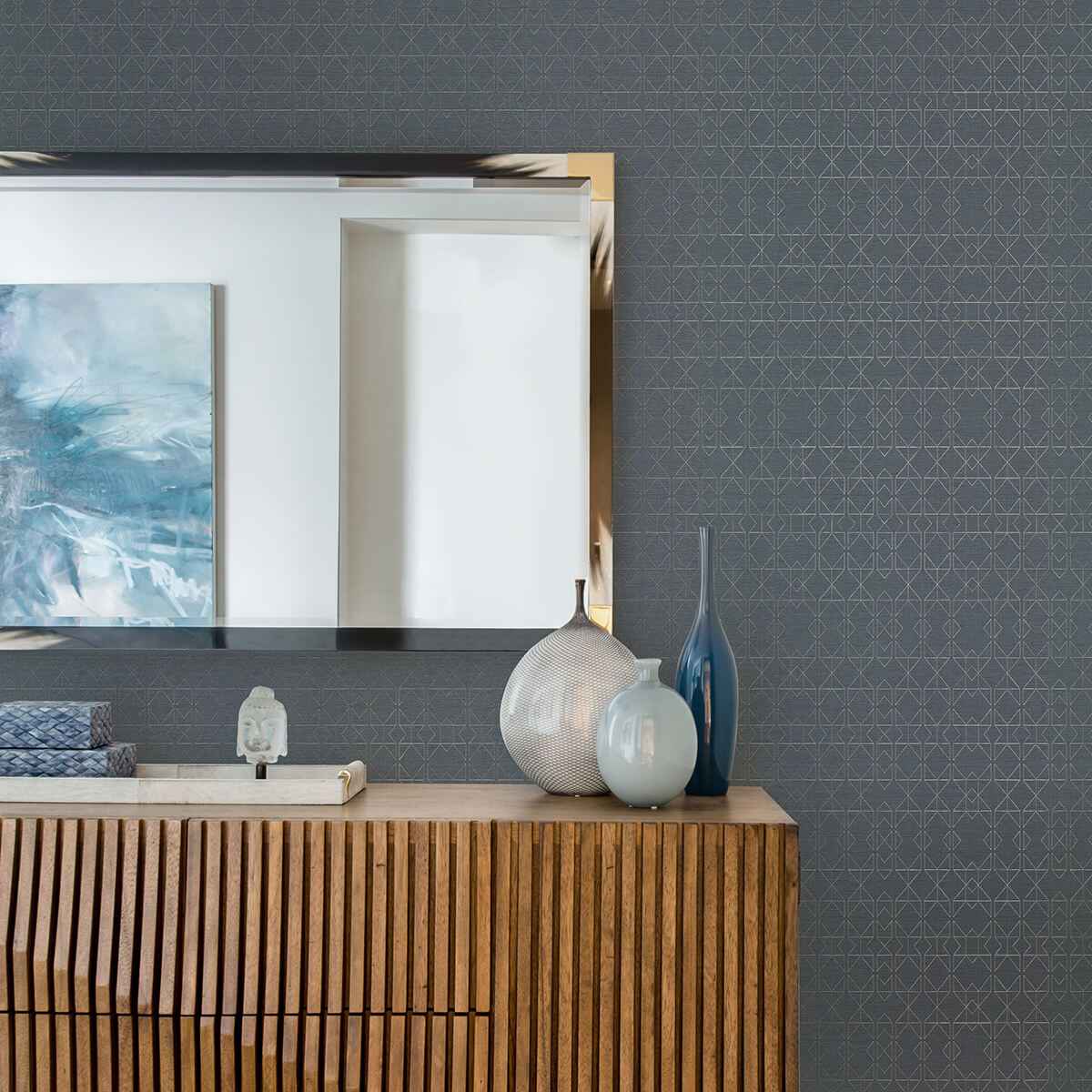 Paititi Denim Diamond Trellis Wallpaper - York Wallcoverings - 4019-86404 - York Wallcoverings Wallpaper