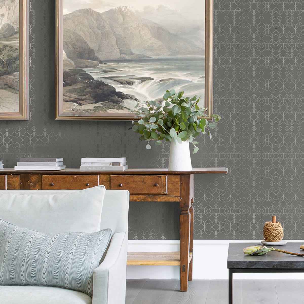 Paititi Sterling Diamond Trellis Wallpaper - York Wallcoverings - 4019-86405 - York Wallcoverings Wallpaper