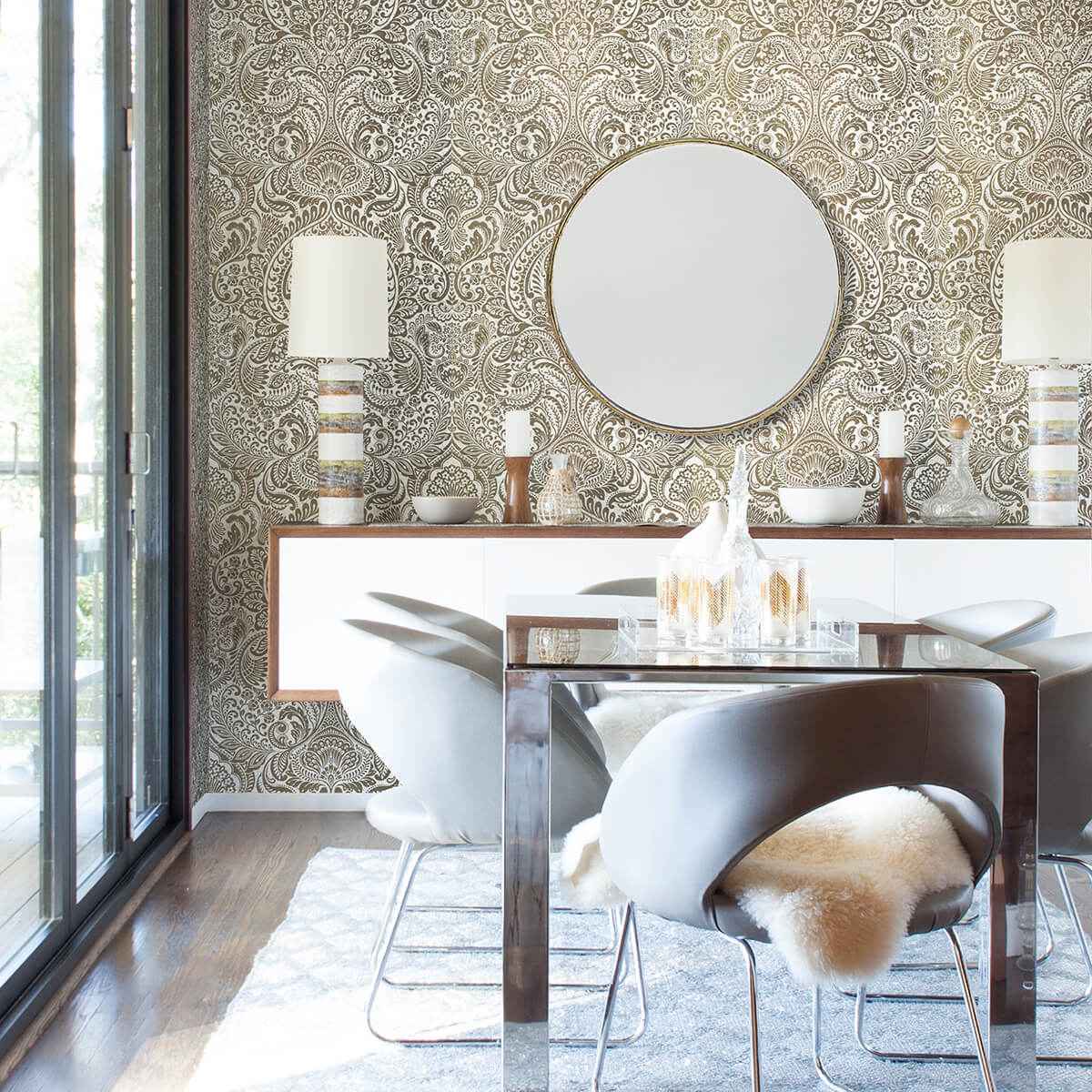 Artemis Gold Floral Damask Wallpaper - York Wallcoverings - 4019-86441 - York Wallcoverings Wallpaper