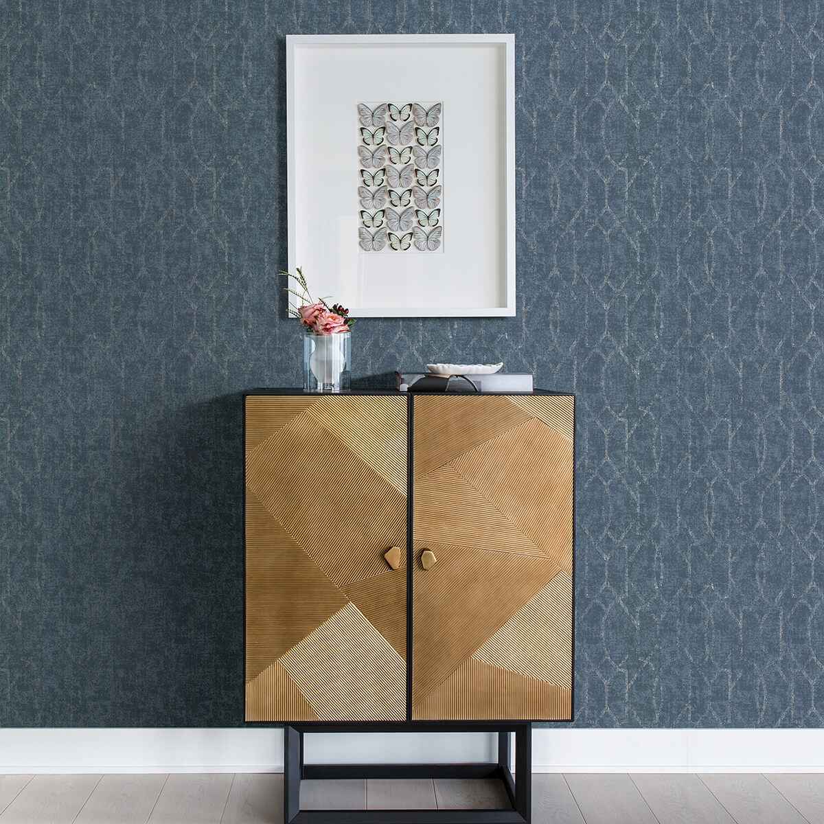 Ziva Blue Trellis Wallpaper - York Wallcoverings - 4019-86449 - York Wallcoverings Wallpaper