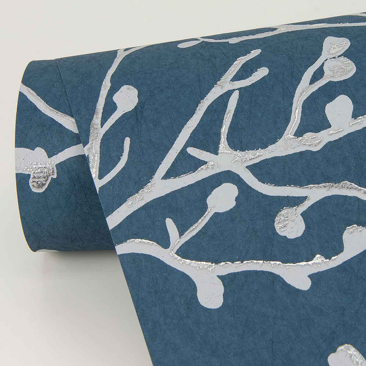 Koura Sapphire Budding Branches Wallpaper - York Wallcoverings - 4019-86455