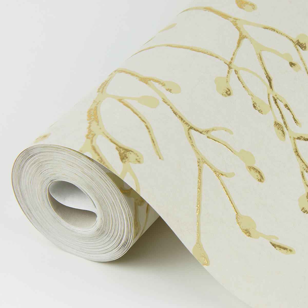 Koura Gold Budding Branches Wallpaper - York Wallcoverings - 4019-86457 - York Wallcoverings Wallpaper