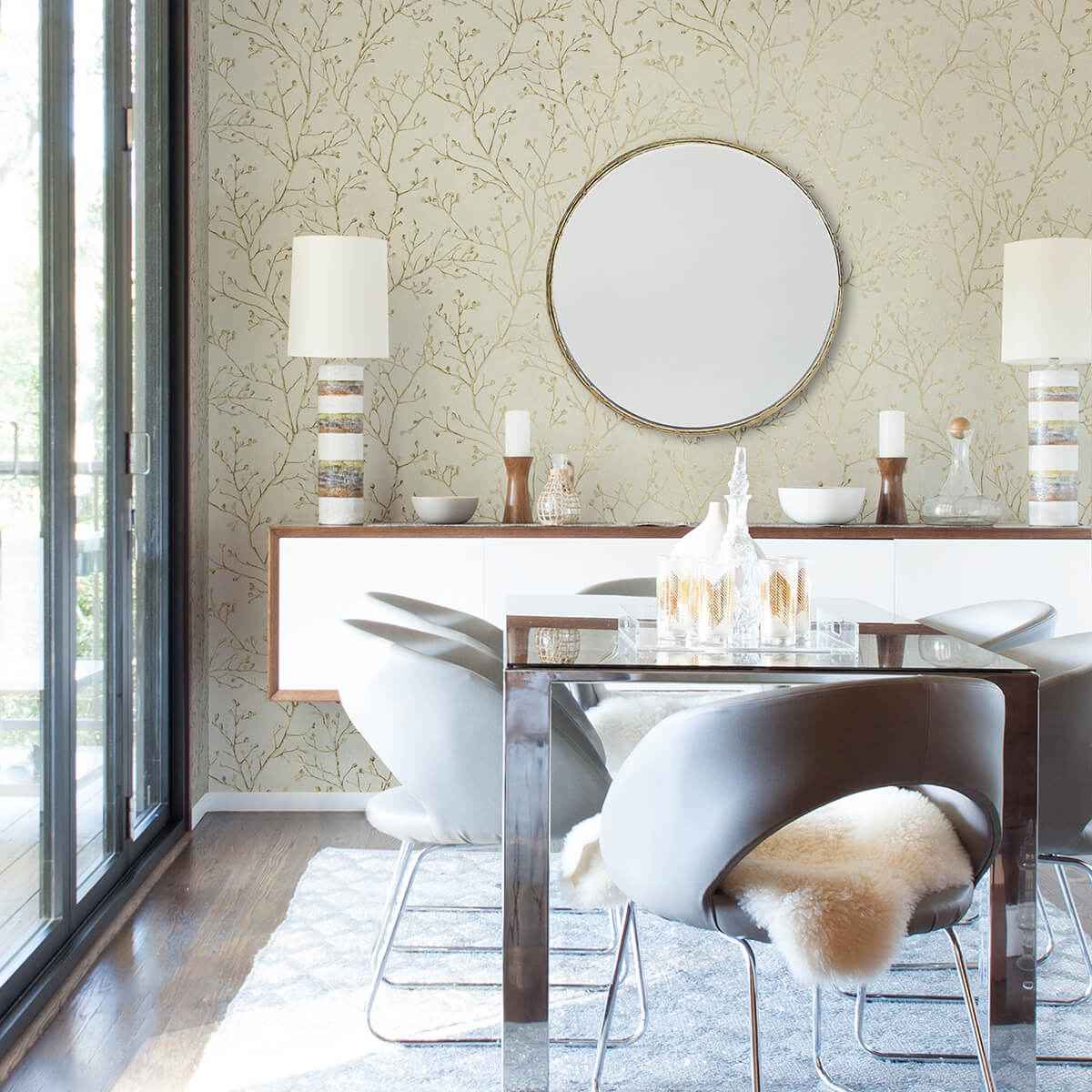 Koura Gold Budding Branches Wallpaper - York Wallcoverings - 4019-86457 - York Wallcoverings Wallpaper