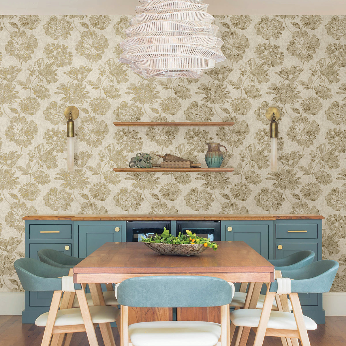 kala-gold-floral-wallpaper-york-wallcoverings-4019-86460 - York Wallcoverings Papel pintado