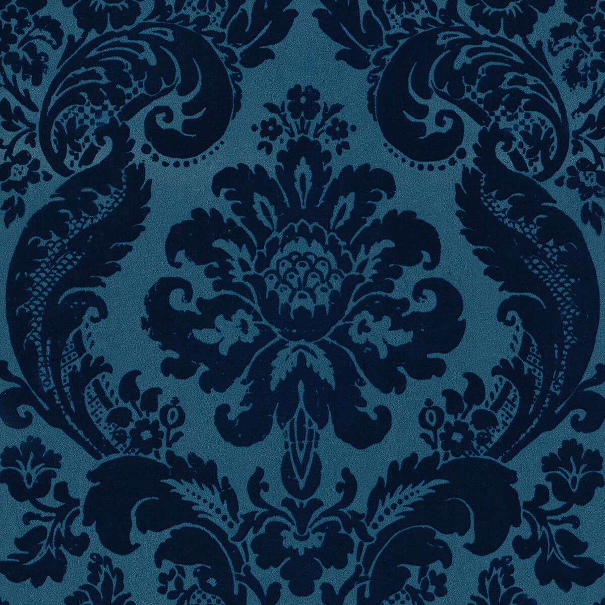 shadow-blue-flocked-damask-wallpaper-york-wallcoverings-2763-87310 - York Wallcoverings Papel pintado