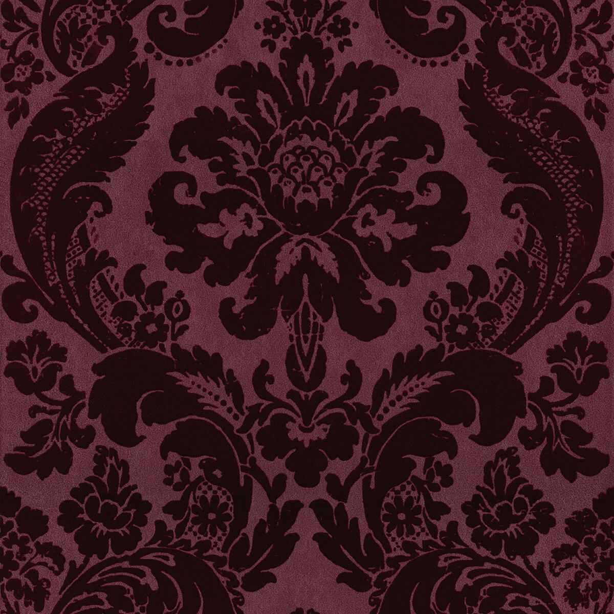 Shadow Merlot Flocked Damask Wallpaper - York Wallcoverings - 2763-87315 - York Wallcoverings Wallpaper