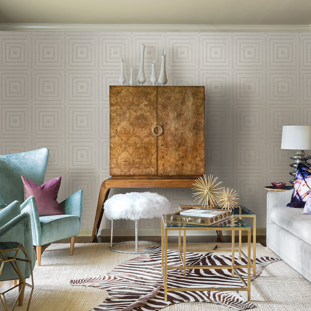 luminous-silver-beaded-geometric-wallpaper-york-wallcoverings-2763-87317 - York Wallcoverings Wallpaper