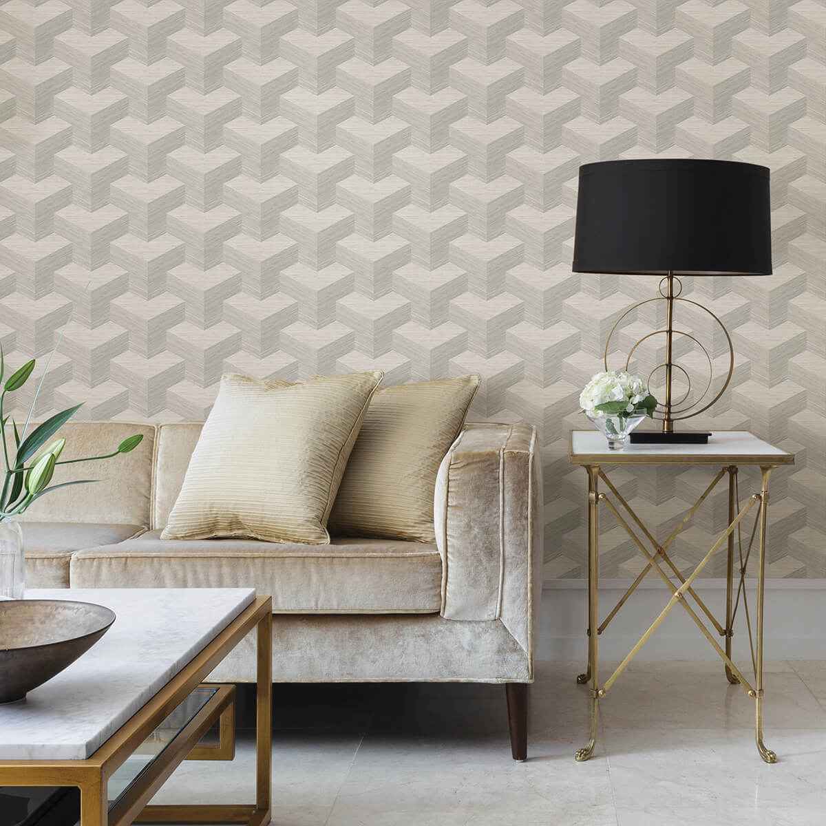 Y Knot Light Grey Geometric Texture Wallpaper - York Wallcoverings - 2829-82053 - York Wallcoverings Wallpaper