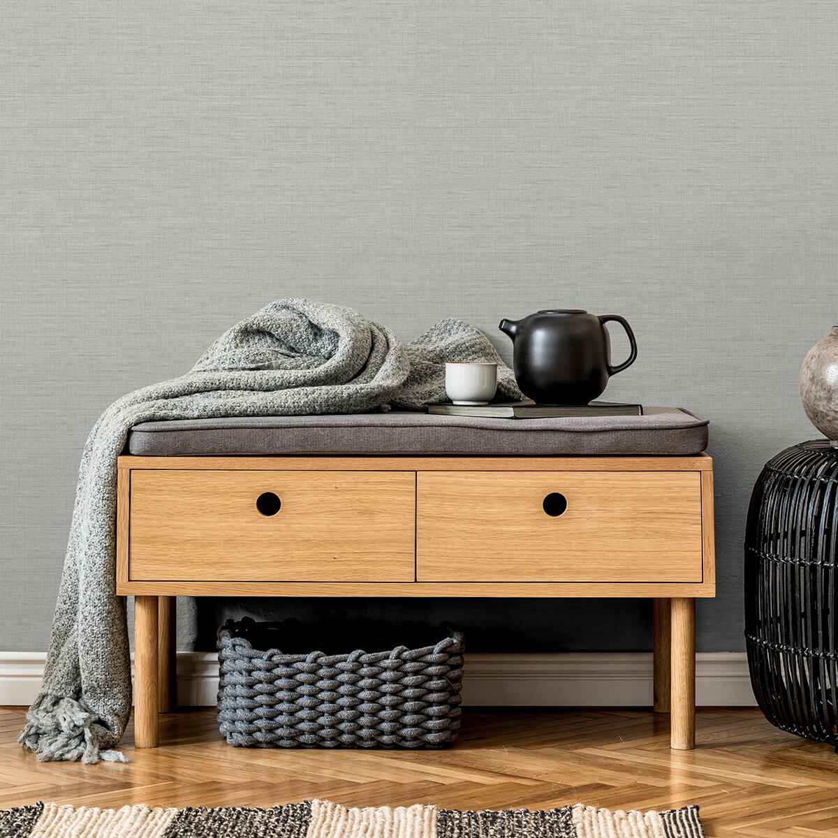 Essence Light Grey Linen Texture Wallpaper - York Wallcoverings - 2829-82061 - York Wallcoverings Wallpaper