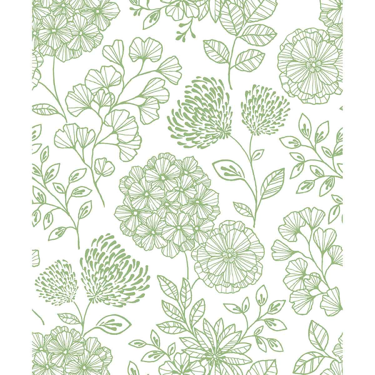 ada-green-floral-wallpaper-york-wallcoverings-2975-26204 - York Wallcoverings Wallpaper