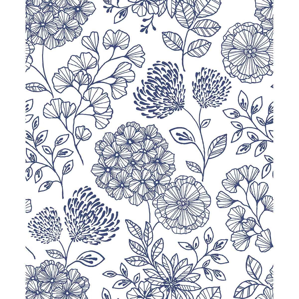 ada-blue-floral-wallpaper-york-wallcoverings-2975-26205 - York Wallcoverings Wallpaper