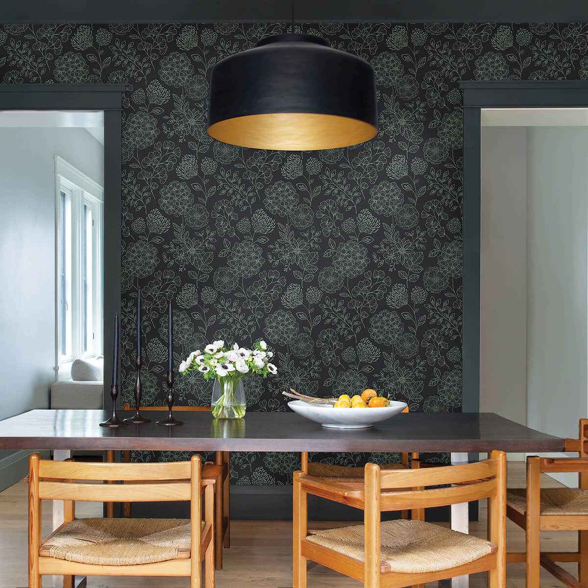 ada-charcoal-floral-wallpaper-york-wallcoverings-2975-26206 - York Wallcoverings Wallpaper