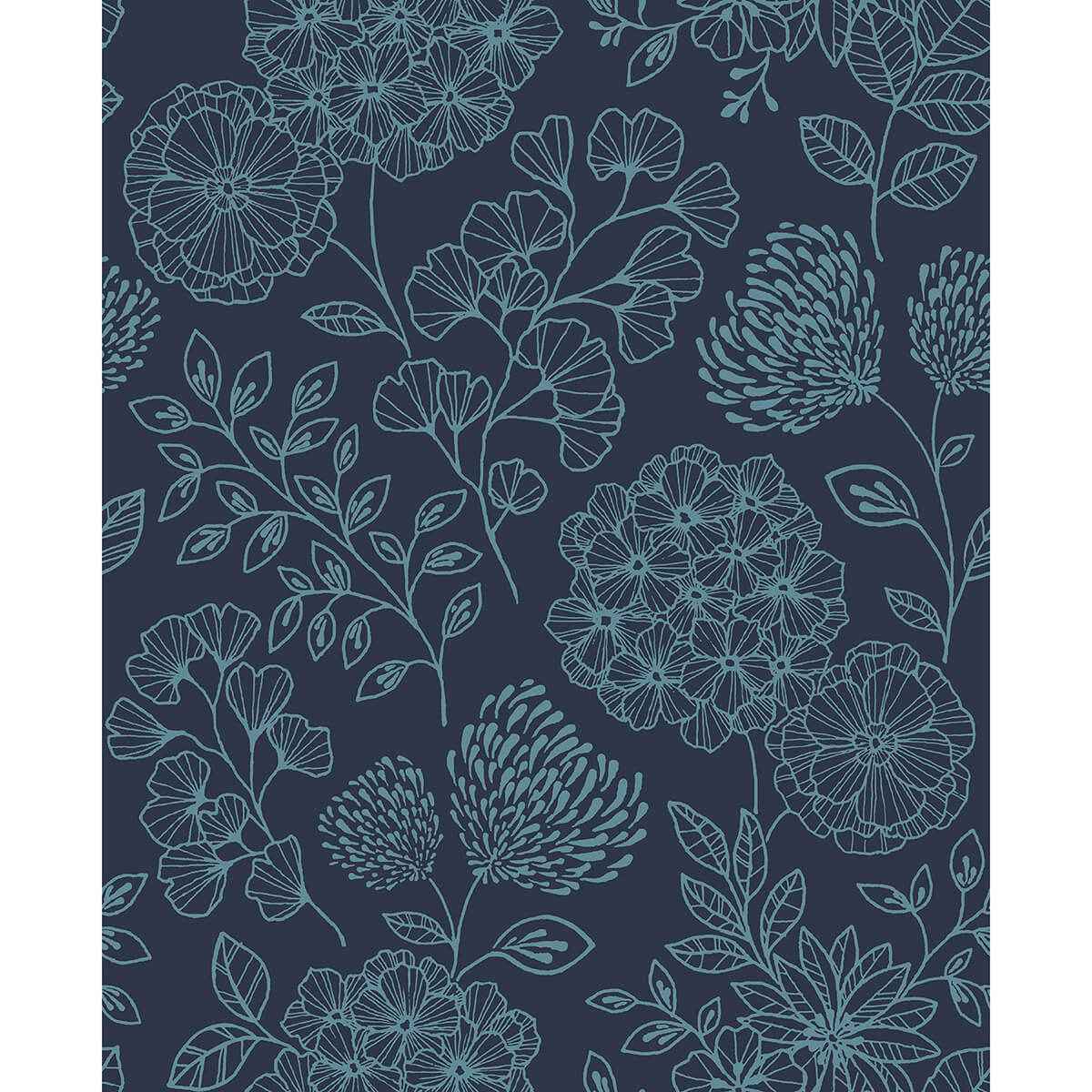 ada-indigo-floral-wallpaper-york-wallcoverings-2975-26207 - York Wallcoverings Wallpaper