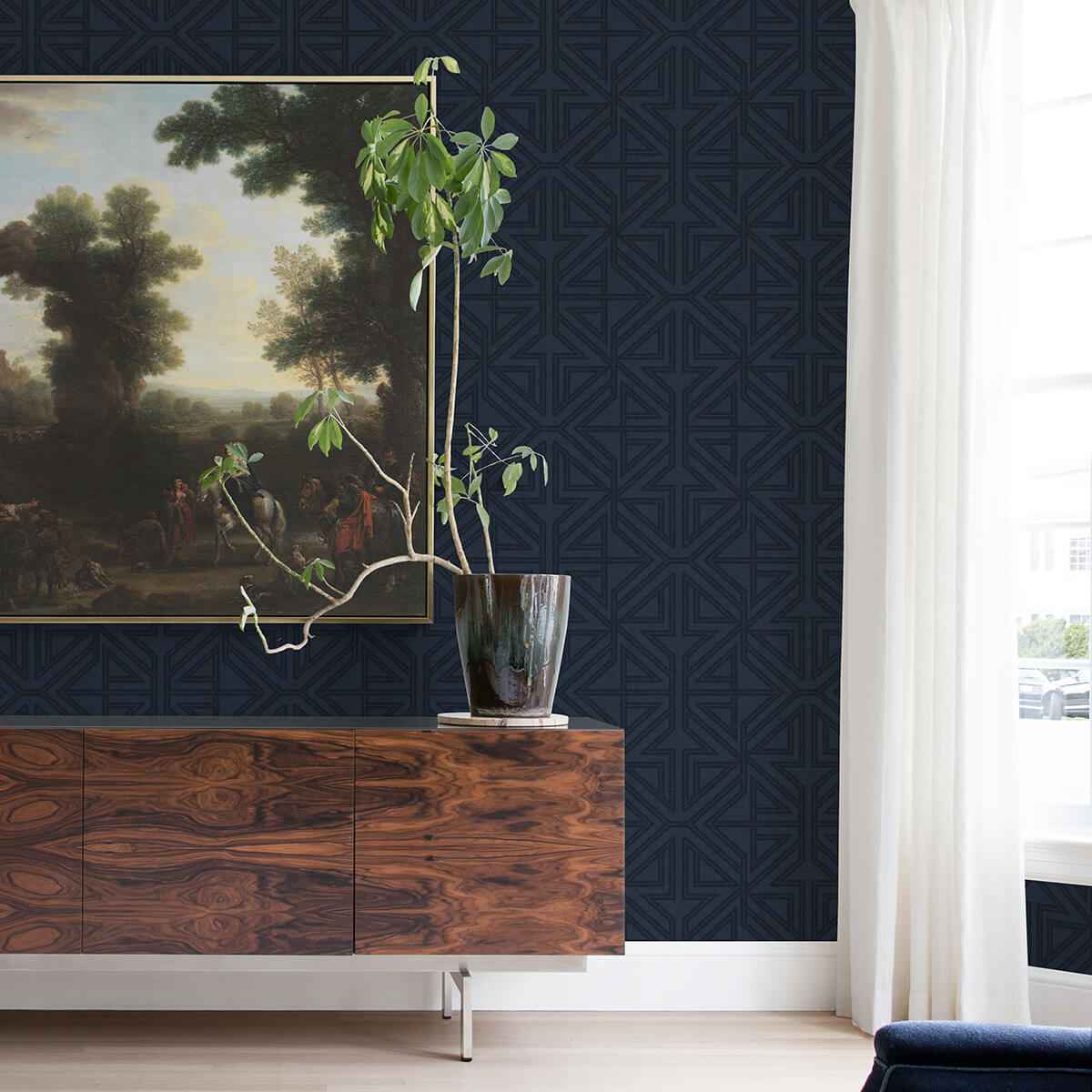 kachel-indigo-geometric-wallpaper-york-wallcoverings-2975-26226 - York Wallcoverings Wallpaper