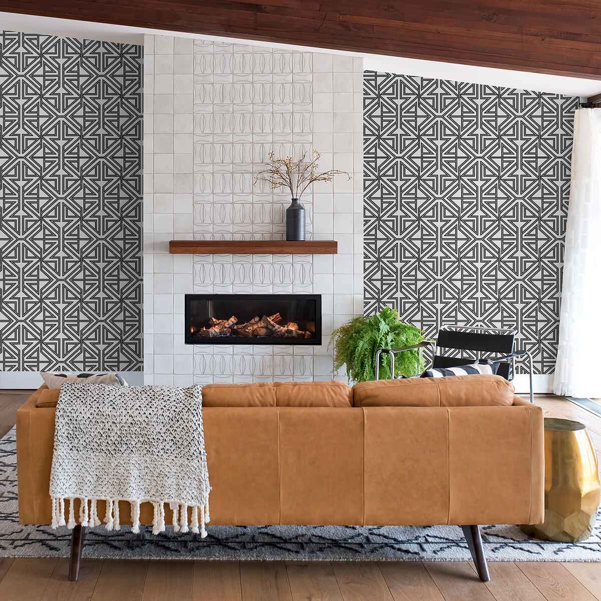 kachel-black-geometric-wallpaper-york-wallcoverings-2975-26231 - York Wallcoverings Wallpaper