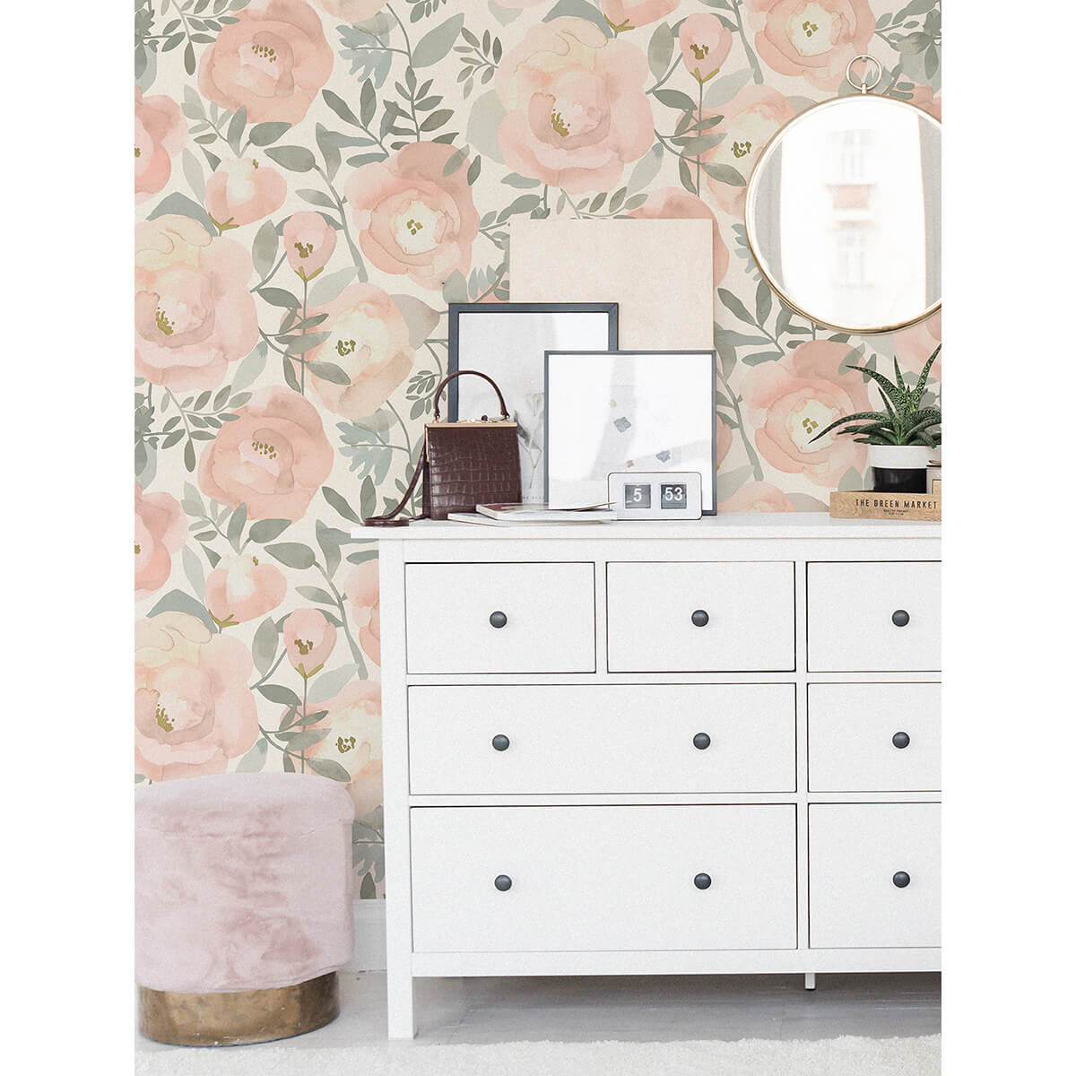 rose-peachy-keen-peel-and-stick-wallpaper-york-wallcoverings-nus3829 - York Wallcoverings Wallpaper