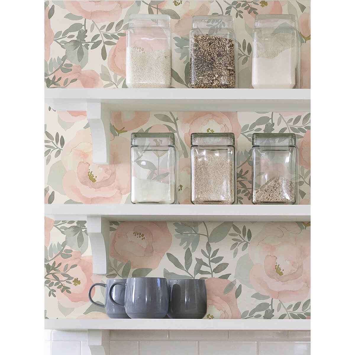 Rose Peachy Keen Peel and Stick Wallpaper - York Wallcoverings - NUS3829 - York Wallcoverings Wallpaper