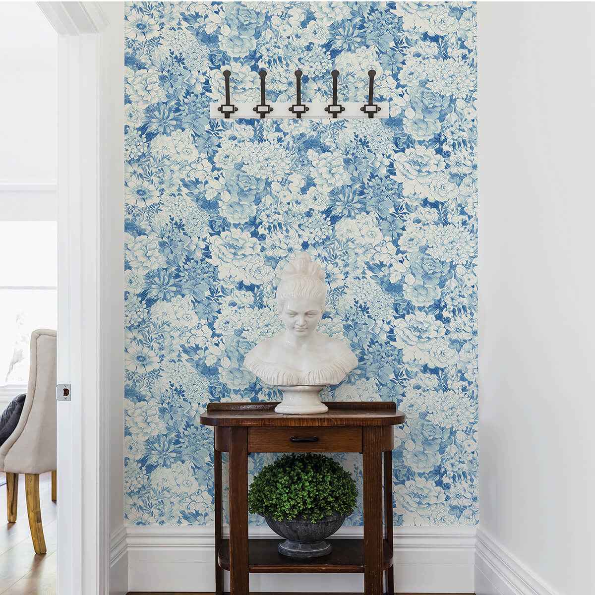Indigo Empress Garden Peel and Stick Wallpaper - York Wallcoverings - NUS3833 - York Wallcoverings Wallpaper