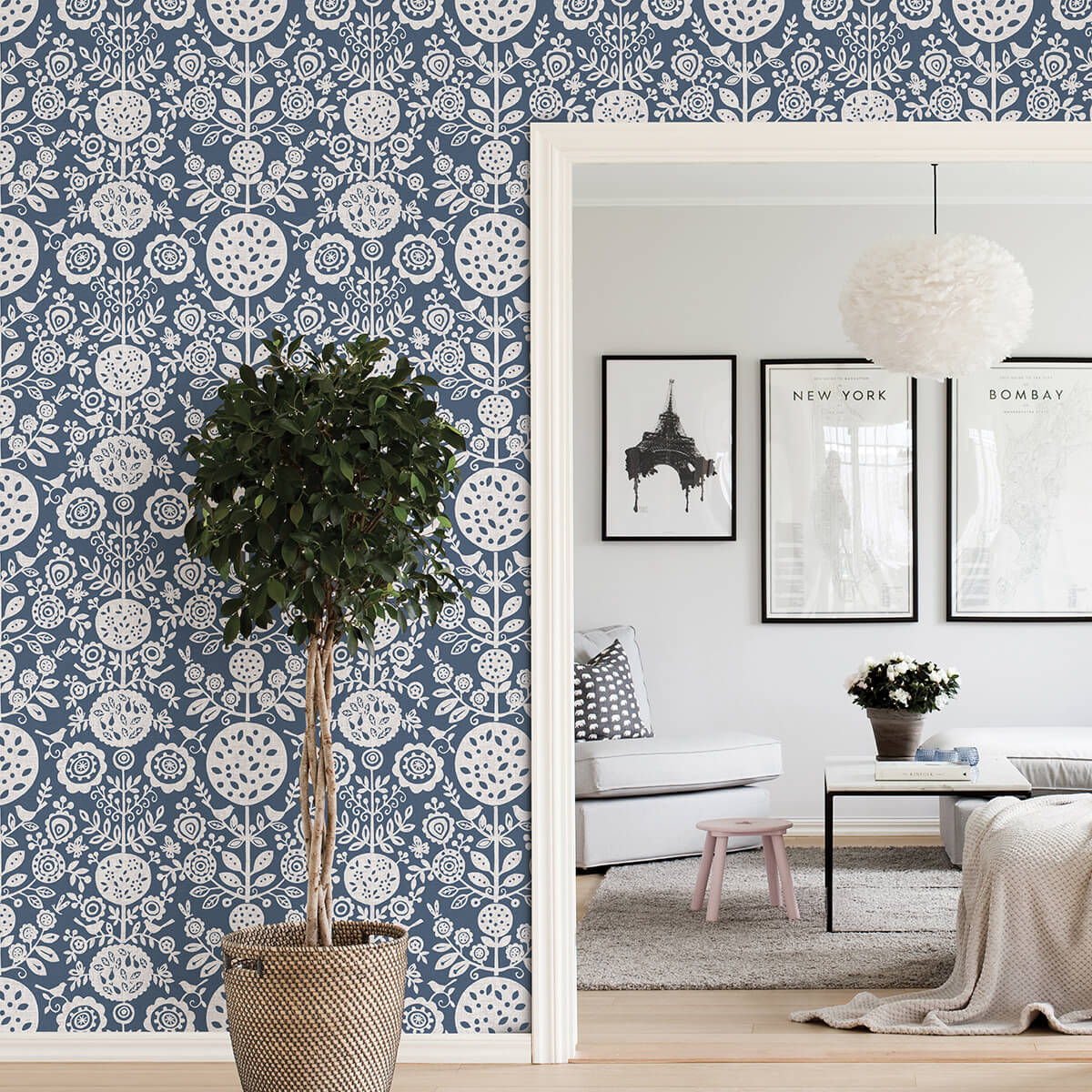 navy-anya-peel-and-stick-wallpaper-york-wallcoverings-nus4031 - York Wallcoverings Wallpaper