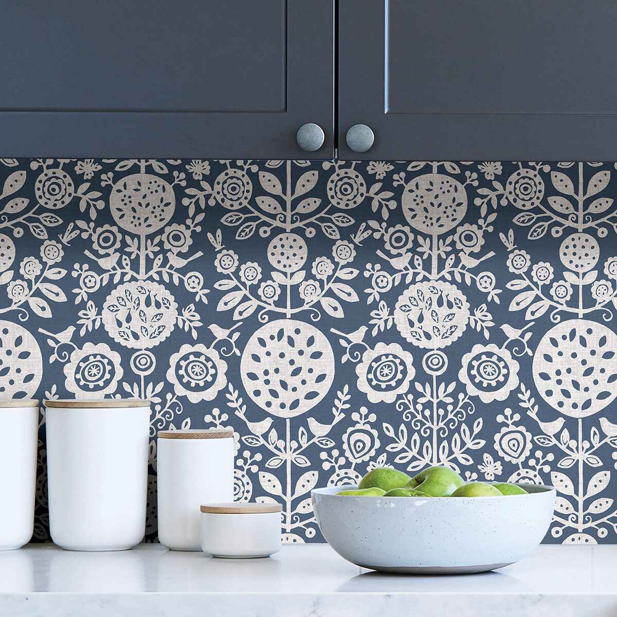 Navy Anya Peel & Stick Wallpaper - York Wallcoverings - NUS4031 - York Wallcoverings Wallpaper