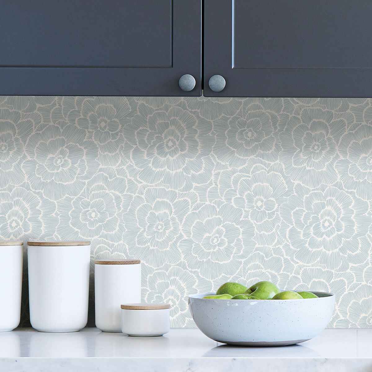 Blue Saraya Peel and Stick Wallpaper - York Wallcoverings - NUS4048 - York Wallcoverings Wallpaper