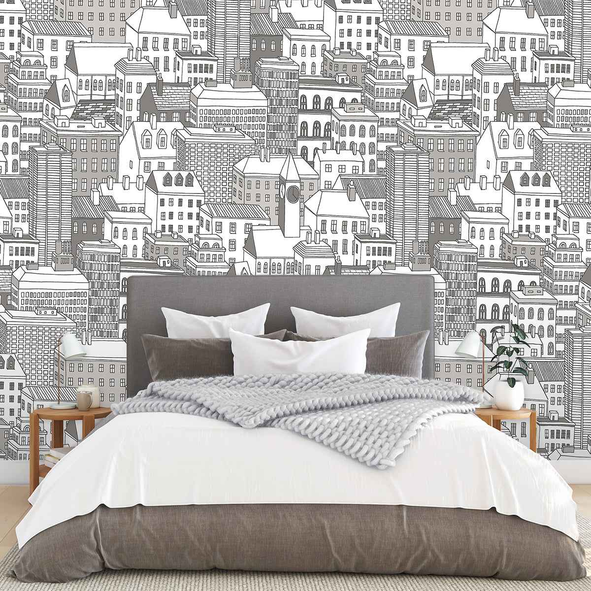 City Views Dove Grey Wall Mural - York Wallcoverings - ASTM3908 - York Wallcoverings Wallpaper