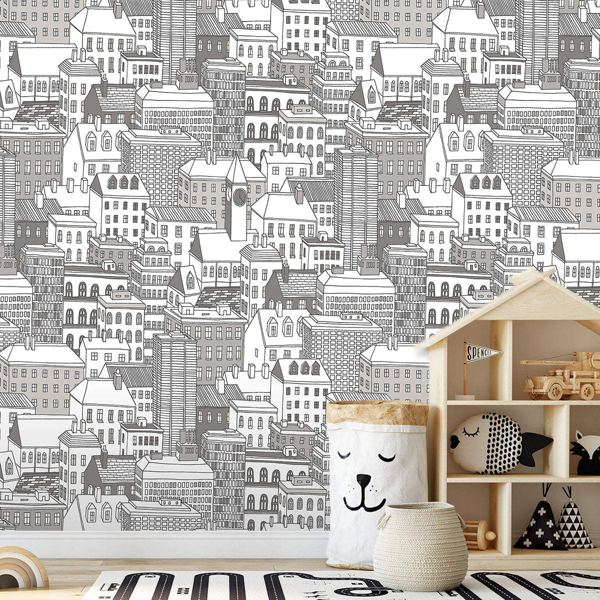 city-views-dove-grey-wall-mural-york-wallcoverings-astm3908 - York Wallcoverings Wallpaper