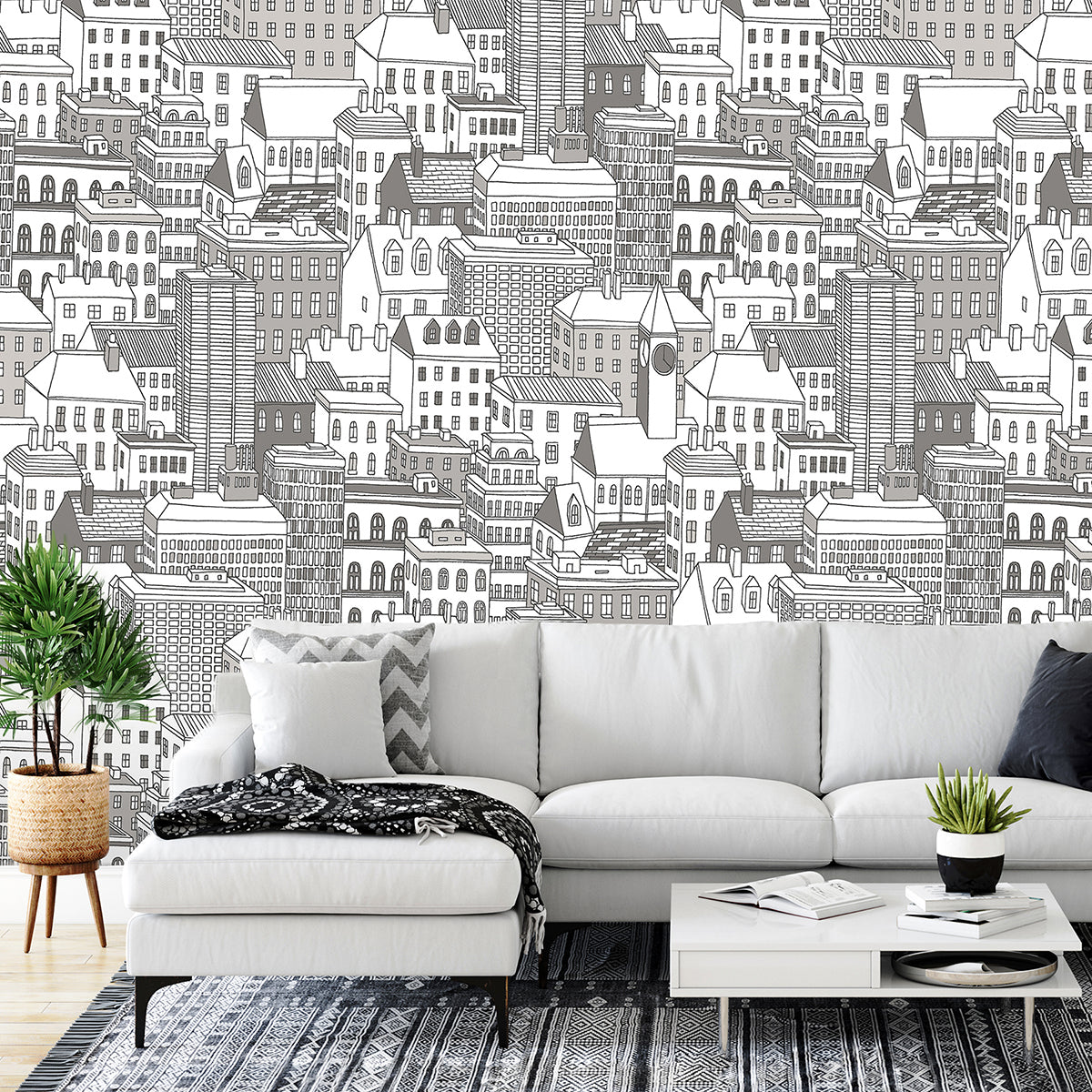 city-views-dove-grey-wall-mural-york-wallcoverings-astm3908 - York Wallcoverings Wallpaper