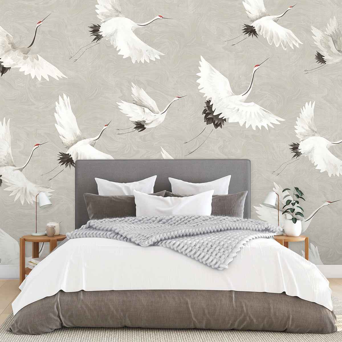 Crane You Later Dove Grey Wall Mural - York Wallcoverings - ASTM3909 - York Wallcoverings Wallpaper