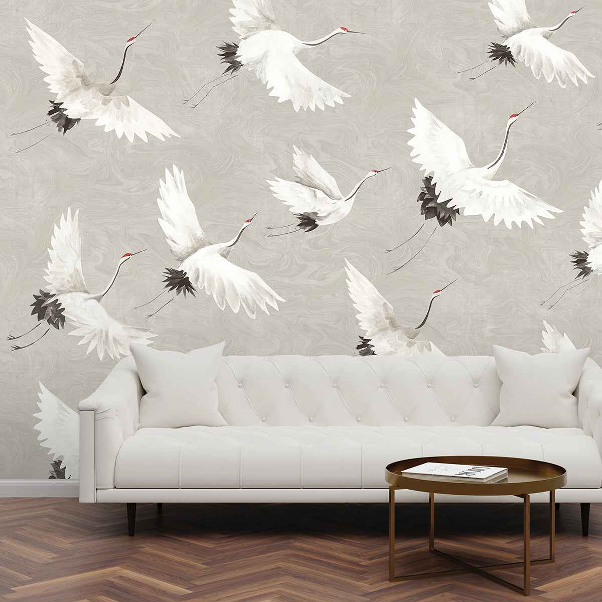 Crane You Later Dove Grey Wall Mural - York Wallcoverings - ASTM3909 - York Wallcoverings Wallpaper