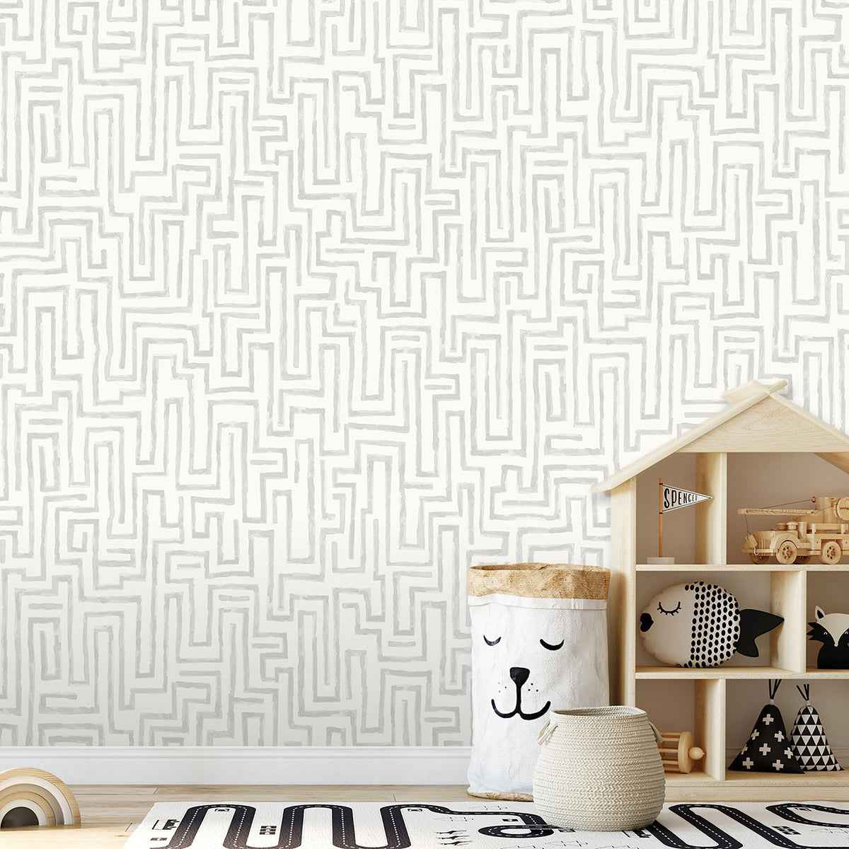 Maze Dove Grey Wall Mural - York Wallcoverings - ASTM3912 - York Wallcoverings Wallpaper