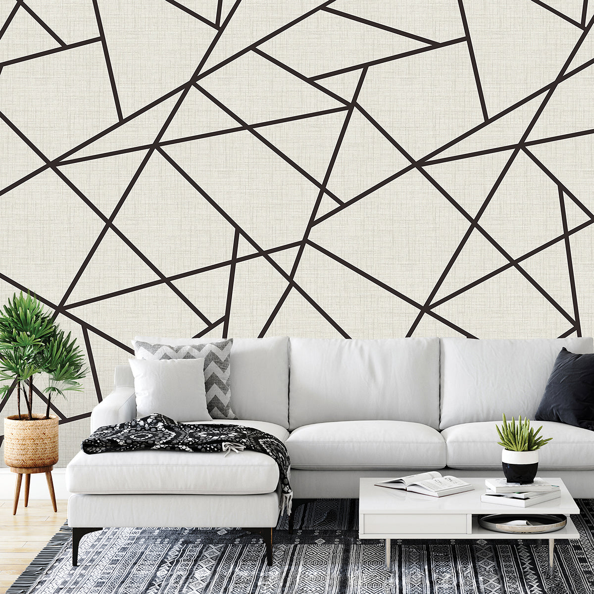 modern-lines-black-on-dove-grey-wall-mural-york-wallcoverings-astm3914 - York Wallcoverings Wallpaper