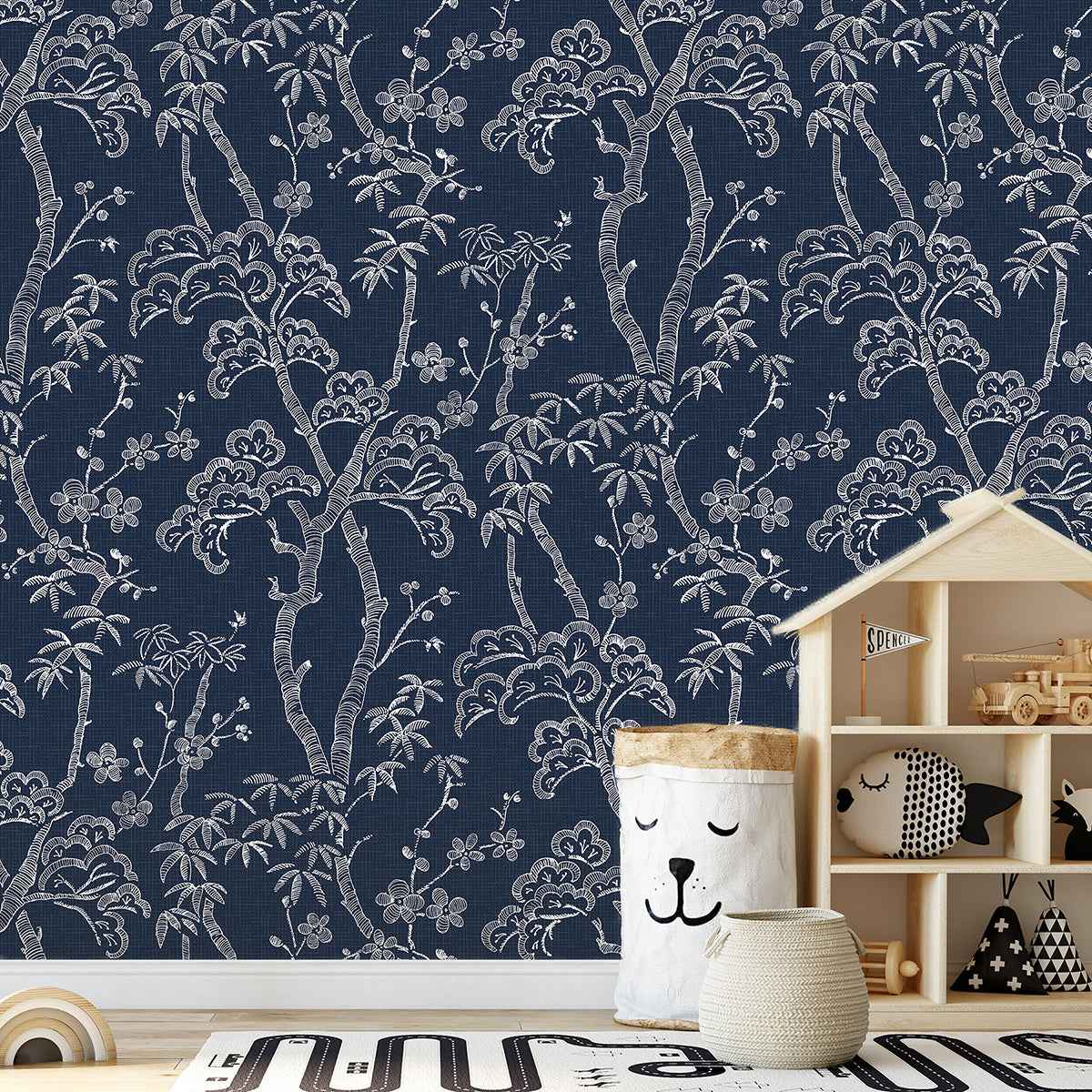 Storybook Forest Denim Blue Wall Mural - York Wallcoverings - ASTM3920 - York Wallcoverings Wallpaper