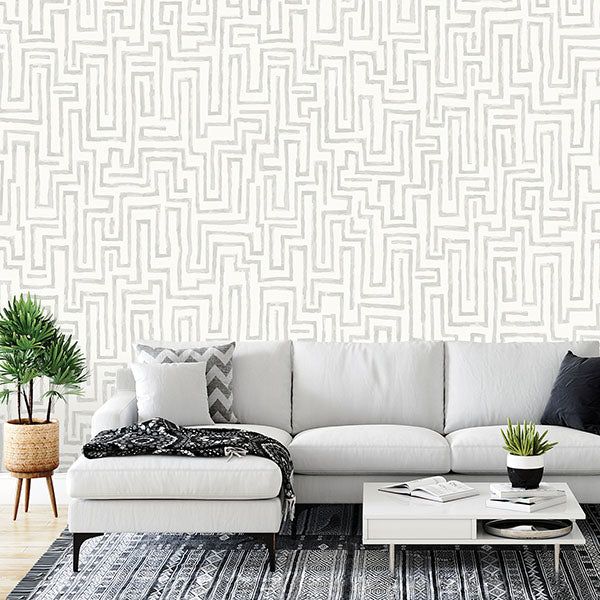 maze-dove-grey-wall-mural-york-wallcoverings-astm3912 - York Wallcoverings Wallpaper