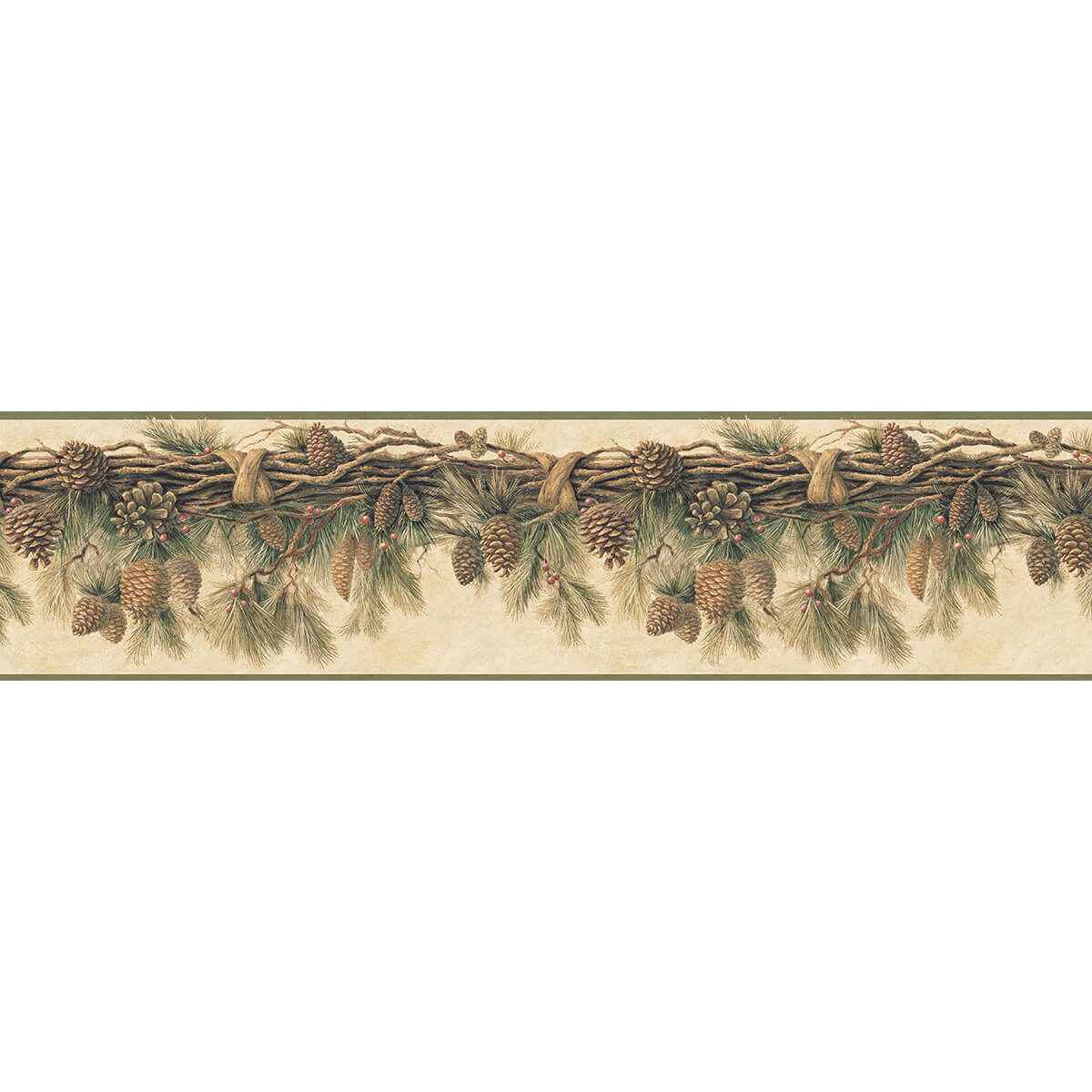 Coulter Olive Pinecone Forest Wallpaper - York Wallcoverings - 3123-01391 - York Wallcoverings Wallpaper