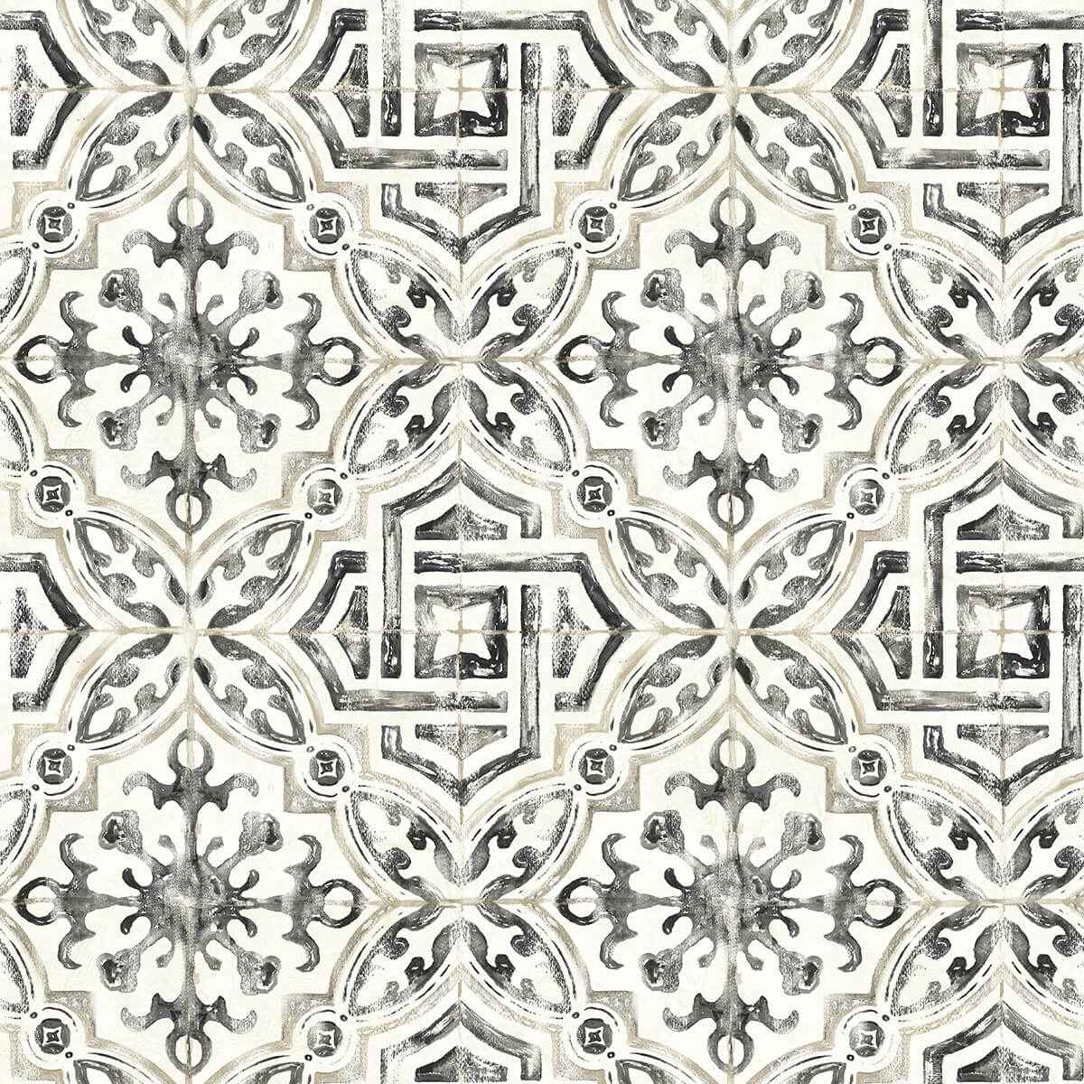 Sonoma Black Spanish Tile Wallpaper - York Wallcoverings - 3123-12331