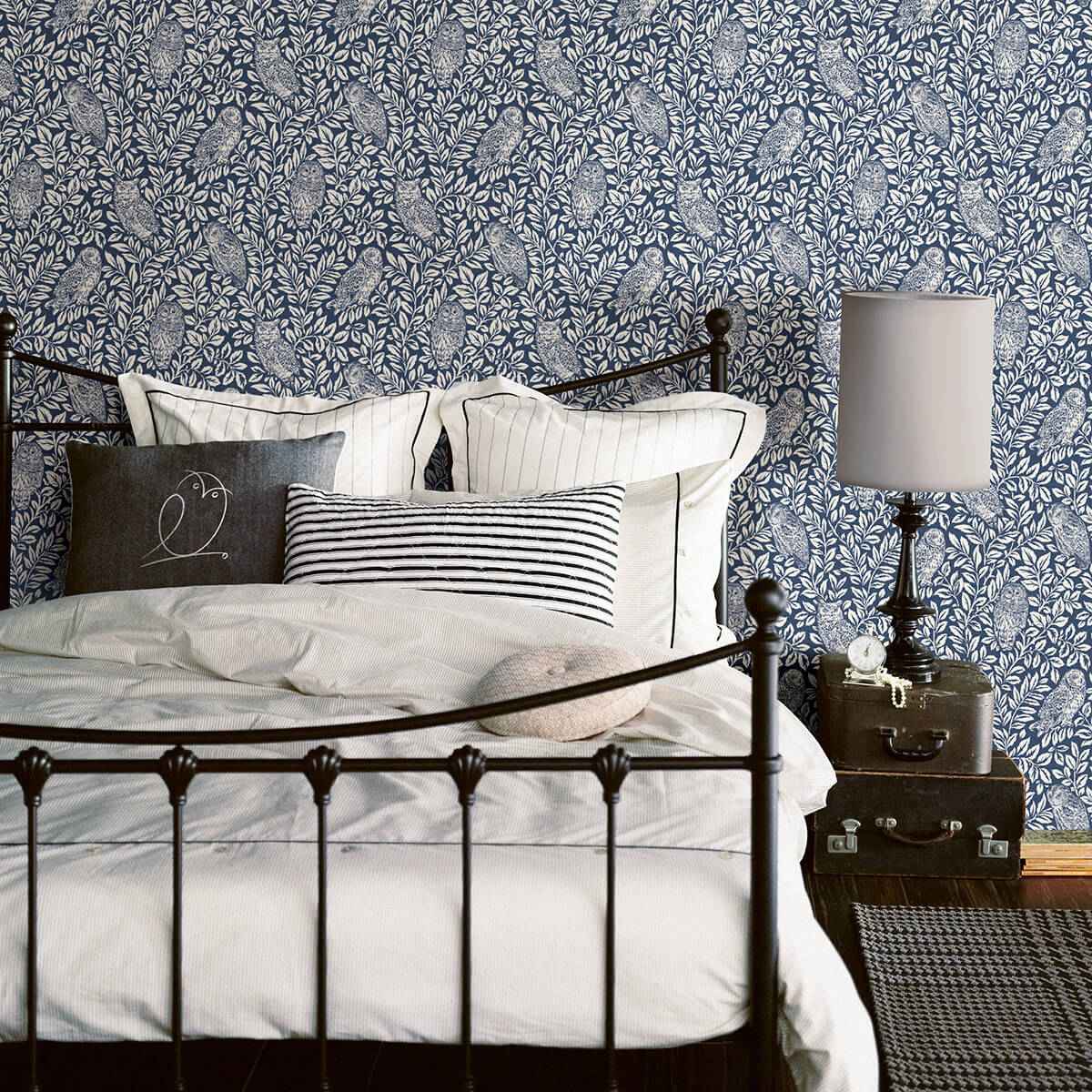 Parliament Navy Owl Wallpaper - York Wallcoverings - 3123-12412 - York Wallcoverings Wallpaper