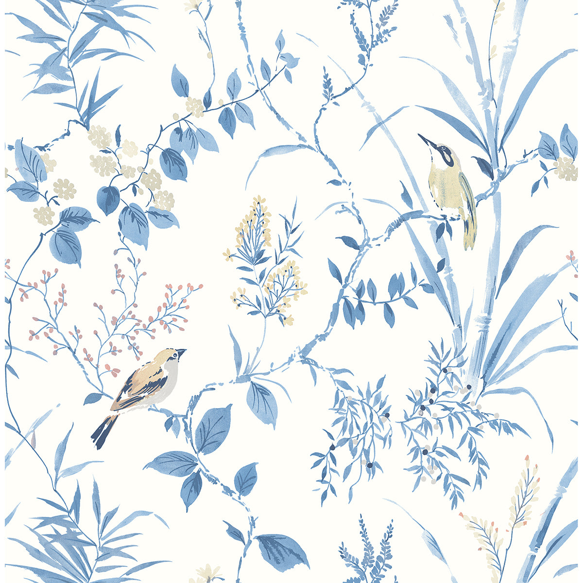 imperial-garden-blue-botanical-wallpaper-york-wallcoverings-3123-24170 - York Wallcoverings Papel pintado