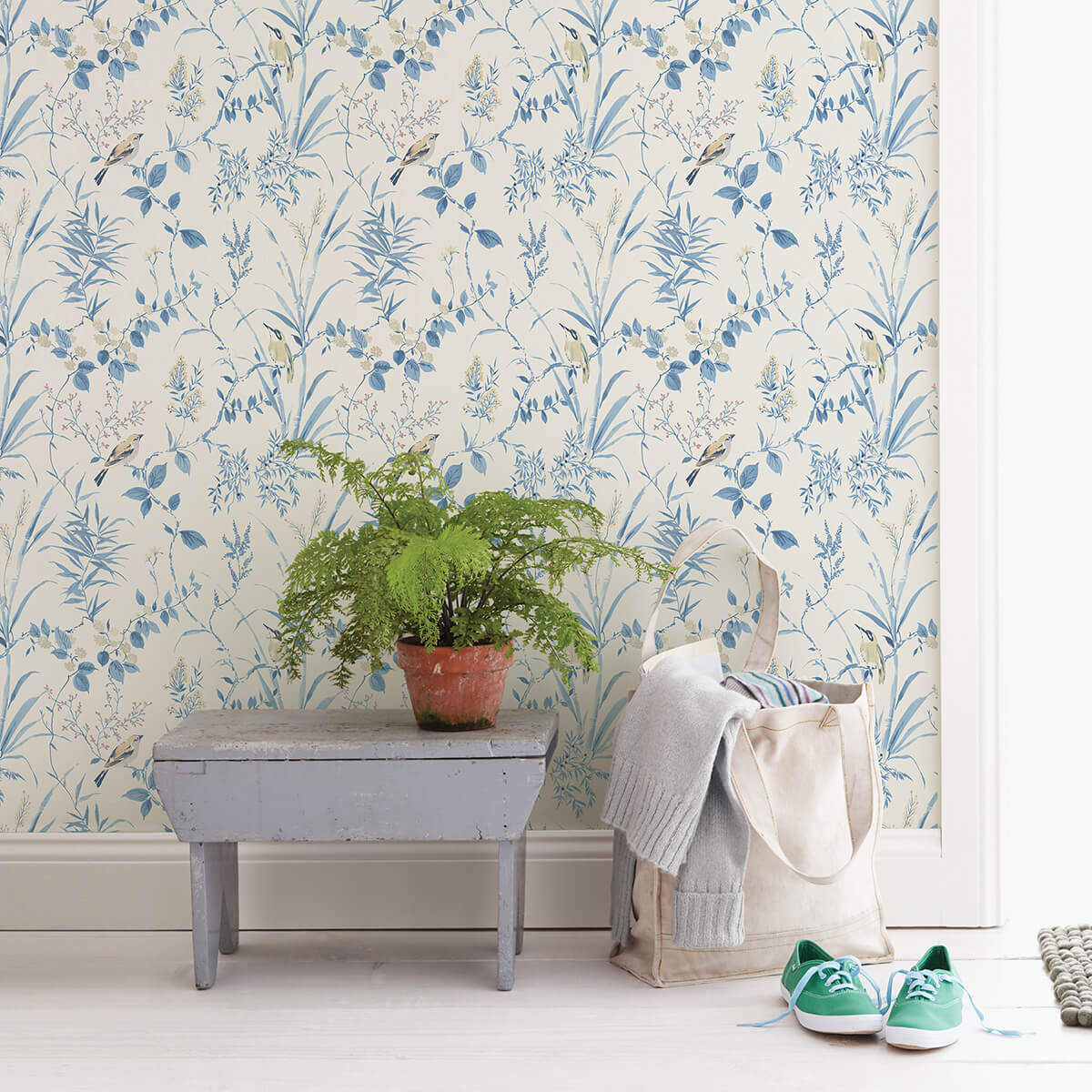 imperial-garden-blue-botanical-wallpaper-york-wallcoverings-3123-24170 - York Wallcoverings Wallpaper
