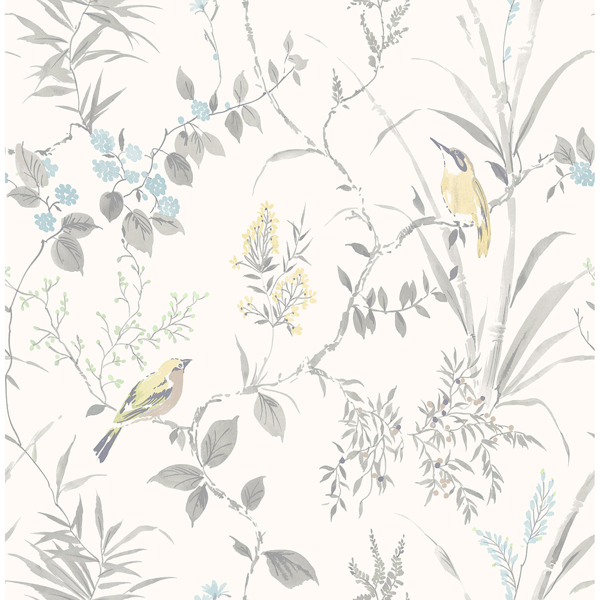 Imperial Garden Grey Botanical Wallpaper - York Wallcoverings - 3123-24172