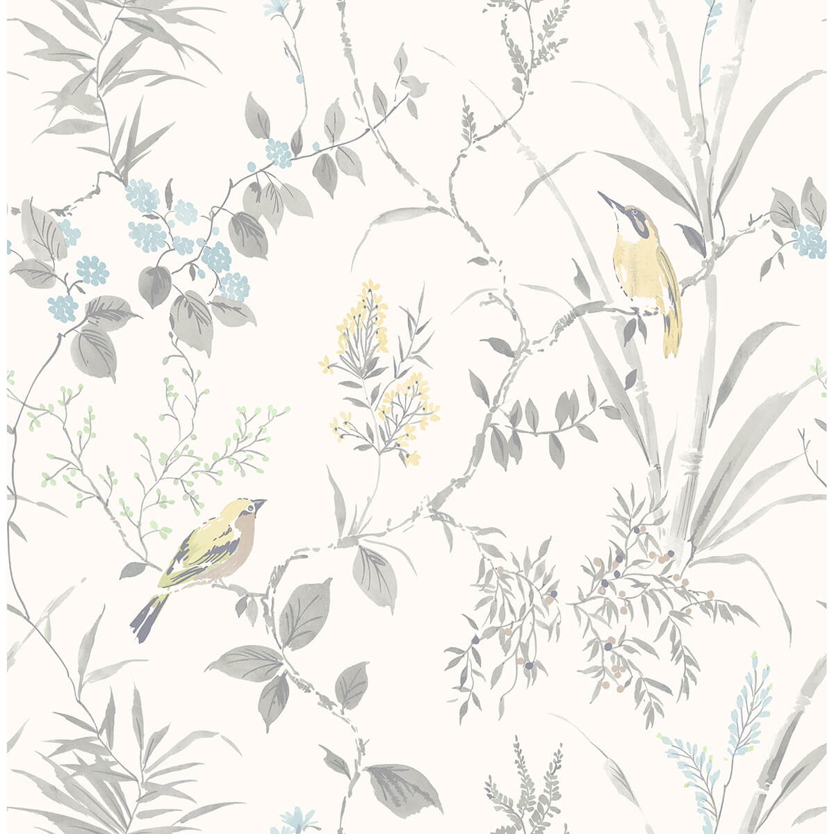 imperial-garden-grey-botanical-wallpaper-york-wallcoverings-3123-24172 - York Wallcoverings Papel pintado