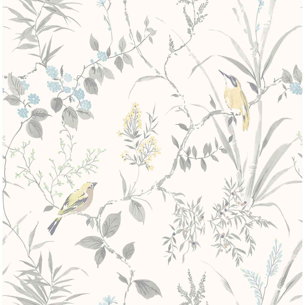 Imperial Garden Grey Botanical Wallpaper - York Wallcoverings - 3123-24172
