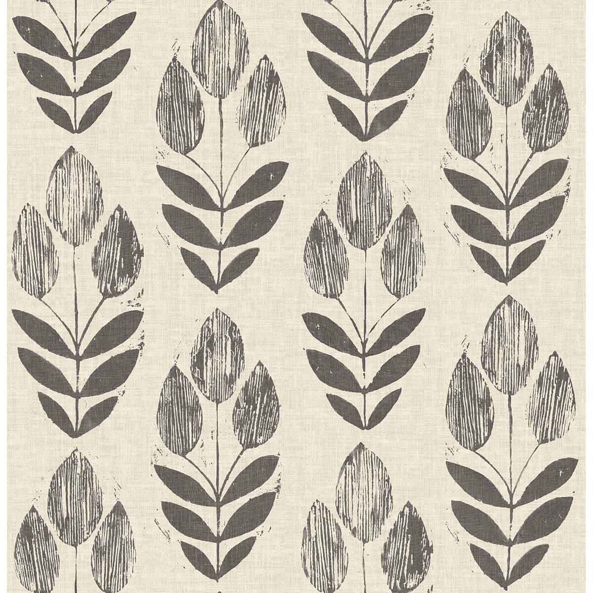 Garland Black Block Tulip Wallpaper - York Wallcoverings - 3123-24474