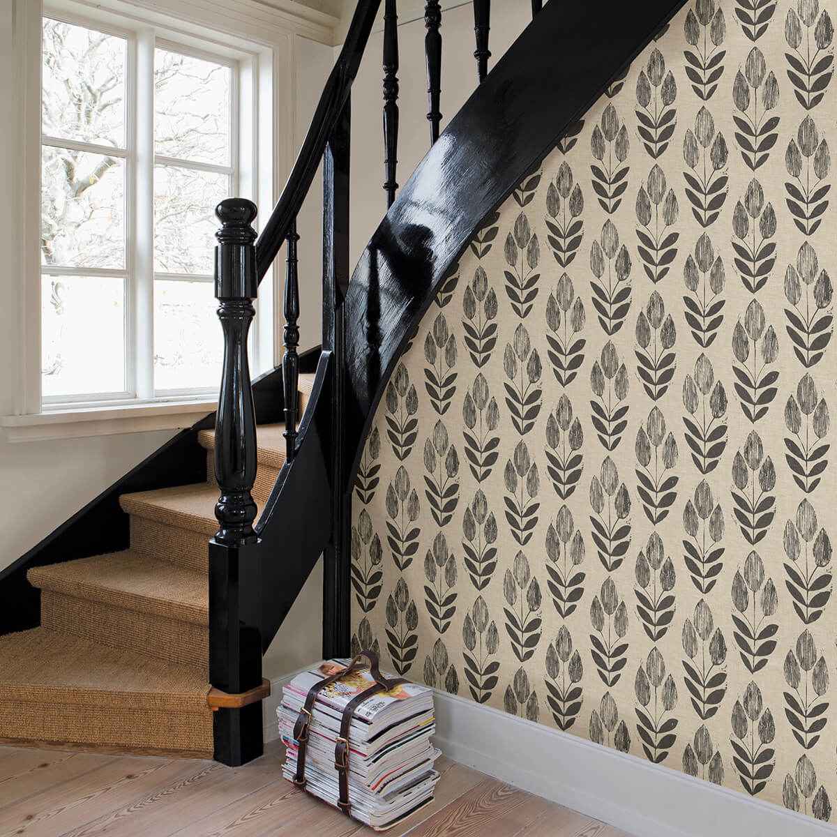 Garland Black Block Tulip Wallpaper - York Wallcoverings - 3123-24474 - York Wallcoverings Wallpaper