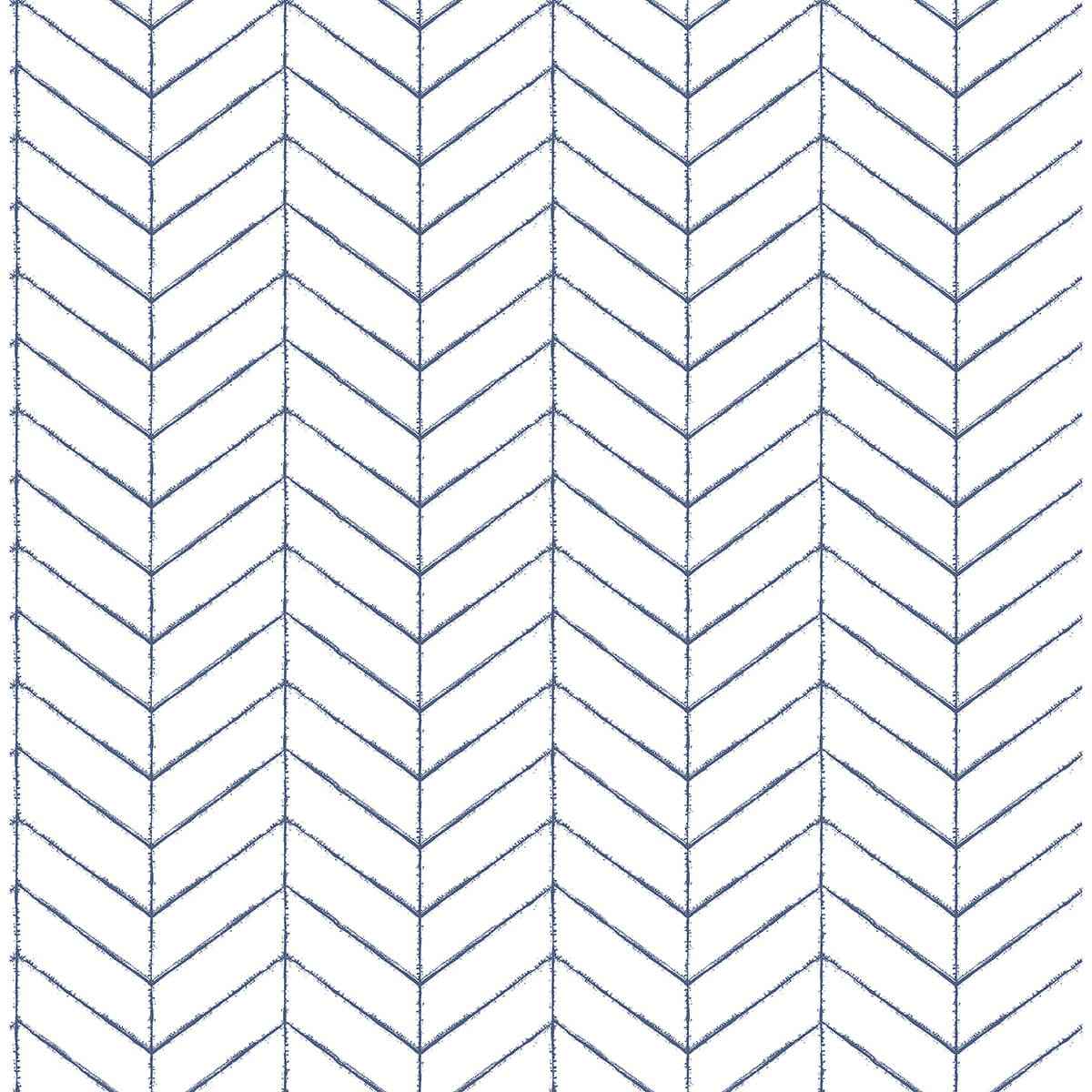 Bison Blue Herringbone Wallpaper - York Wallcoverings - 3123-25096